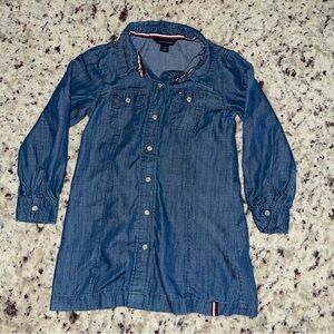 Tommy Hilfiger Girls Chambray Shirt Dress Size 3 Pearl Snap Toddler Denim Baby